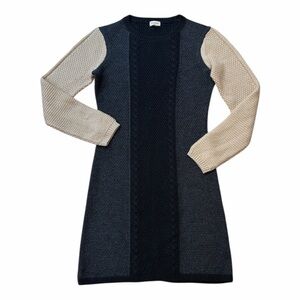 Daniel Cremieux Black Gray and Tan Knit Sweater Dress